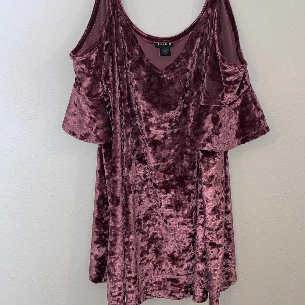Crushed Velvet Cold Shoulder Top